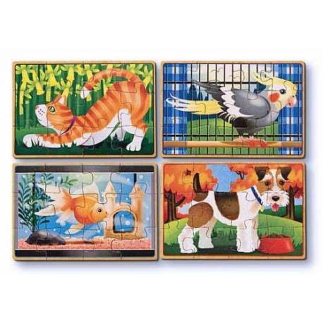 Set 4 puzzle lemn in cutie Animale de companie Melissa&Doug