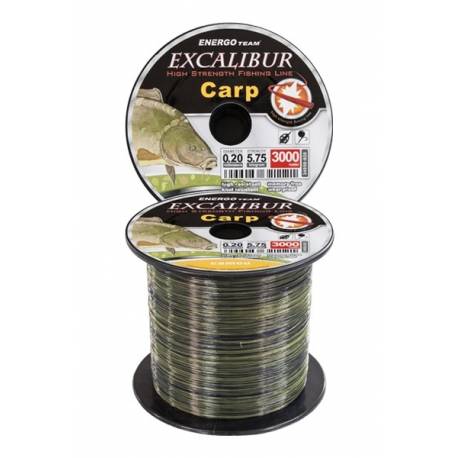 Fir monofilament ENERGOTEAM EXCALIBUR CARP CAMOU 3000M 0,20MM 5.75KG