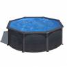 Kit piscina rotunda cu pereti grafit ф350x120cm, structura si pereti metalici GRE