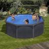 Kit piscina rotunda cu pereti grafit ф350x120cm, structura si pereti metalici GRE