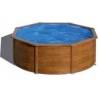 Kit piscina rotunda decorata imitatie de lemn ф350x120cm, structura si pereti metalici GRE