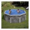 Kit piscina rotunda cu pereti imitatie piatra ф350x120cm, structura si pereti metalici GRE