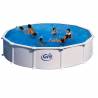 Kit piscina rotunda decorata imitatie de ratan ф460x120cm, structura si pereti metalici GRE