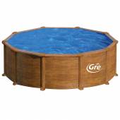 Kit piscina rotunda decorata pereti imitatie lemn ф460x120cm, structura si pereti metalici GRE