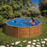 Kit piscina rotunda decorata pereti imitatie lemn ф460x120cm, structura si pereti metalici GRE