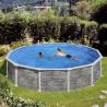 Kit piscina rotunda decorata imitatie de piatra ф460x120cm, structura si pereti metalici GRE