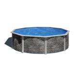 Kit piscina rotunda decorata imitatie de piatra ф460x120cm, structura si pereti metalici GRE