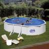 Kit piscina ovala cu pereti albi 610x375x120cm, structura si pereti metalici GRE