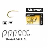 Carlige crap Mustad M.60151G, Auriu, Nr. 6, 10 buc./plic