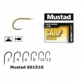 Carlige crap Mustad M.60151G, Auriu, Nr. 8, 10 buc./plic
