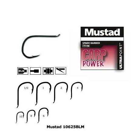 Carlige crap Mustad M.10625BLM, Negru, Nr. 6, 10 buc./plic