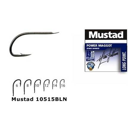 Carlige stationar Mustad Power Maggot, Black Nickel, Nr. 10, 10 buc./plic