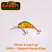 Vobler KENART Diver Floating 4cm/3gr, NPX, Natural Perch Fluo