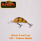 Vobler KENART Diver Floating 4cm/3gr, YB, Yellow Black