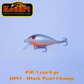 Vobler KENART Pill Sinking 3cm/4gr, BPO, Black Pearl Orange