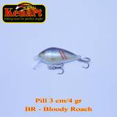 Vobler KENART Pill Sinking 3cm/4gr, BR, Bloody Roach