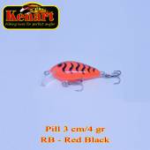Vobler KENART Pill Sinking 3cm/4gr, RB, Red Black