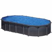 Kit piscina ovala GRE Capri, cu pereti grafit 730x375x132cm, structura si pereti metalici