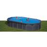 Kit piscina ovala GRE Capri KITPROV6188GF cu structura si pereti metalici imitatie grafit, 610x375x132cm