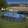 Piscina prefabricata GRE GRANADA KITPROV738GF, ovala, cu pereti metalici imitatie de grafit 730х375х132cm