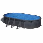 Piscina prefabricata GRE GRANADA KITPROV738GF, ovala, cu pereti metalici imitatie de grafit 730х375х132cm