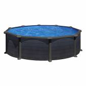 Piscina prefabricata GRE GRANADA, rotunda, cu pereti metalici imitatie de grafit ф350 х h 132cm