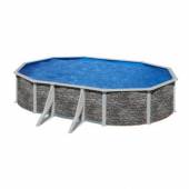 Piscina prefabricata GRE CORCEGA KITPROV618PO, ovala, pereti metalici imitatie piatra, 610х375х132cm