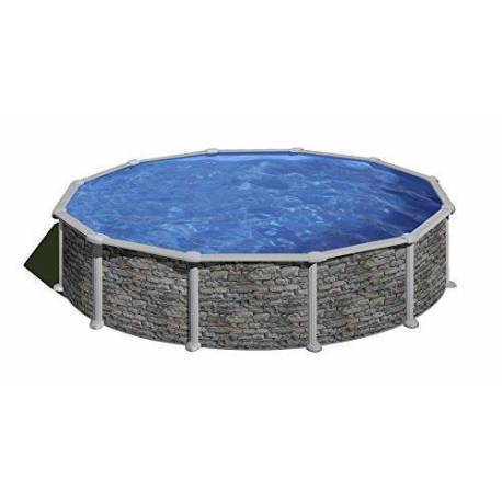 Piscina prefabricata GRE CORCEGA rotunda cu pereti metalici imitatie de piatra ф550 х h 132cm