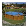 Piscina prefabricata ovala cu pereti metalici GRE AMAZONIA, imitatie de lemn, fara suporti laterali 610 х 375 х h 132cm