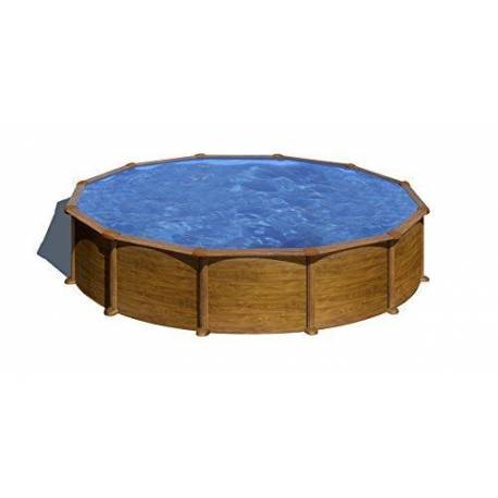 Piscina prefabricata rotunda cu pereti metalici ERG MAURITIUS, imitatie de lemn ф550 х h 132cm