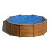 Piscina prefabricata rotunda cu pereti metalici GRE MAURITIUS, imitatie de lemn ф460 х h 132cm