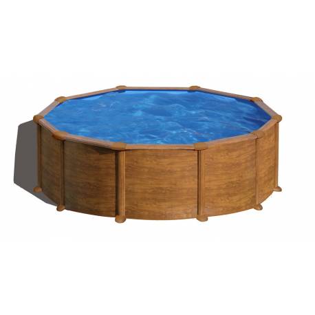 Piscina prefabricata rotunda cu pereti metalici GRE MAURITIUS, imitatie de lemn ф460 х h 132cm