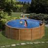 Piscina prefabricata rotunda cu pereti metalici GRE MAURITIUS, imitatie de lemn ф460 х h 132cm