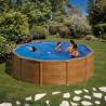 Piscina prefabricata rotunda cu pereti metalici GRE MAURITIUS, imitatie de lemn ф350 х h 132cm