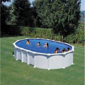 Piscina prefabricata GRE HAITI, ovala, cu pereti metalici albi fara suporti laterali 730 х 375 х h 132cm