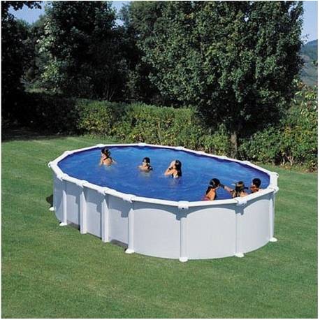 Piscina prefabricata GRE HAITI, ovala, cu pereti metalici albi fara suporti laterali 730 х 375 х h 132cm