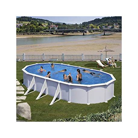 Piscina prefabricata GRE ATLANTIS, ovala cu pereti metalici albi 915 х 470 х h 132cm