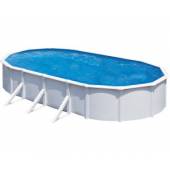 Piscina prefabricata GRE ATLANTIS, ovala cu pereti metalici albi 730 x 375 h 132cm