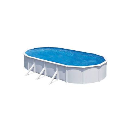 Piscina prefabricata GRE ATLANTIS, ovala cu pereti metalici albi 730 x 375 h 132cm