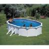 Piscina prefabricata GRE ATLANTIS, ovala cu pereti metalici albi 610 x 375 h 132cm