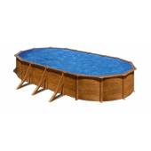 Piscina prefabricata GRE PACIFIC, ovala cu pereti metalici imitatie de lemn 730 x 375 h 120cm