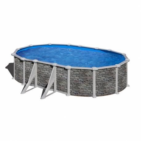 Piscina prefabricata GRE CERDENA, ovala cu pereti metalici imitatie de piatra 500 x 300 h 120cm