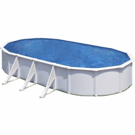 Piscina prefabricata GRE FIDJI, ovala cu pereti metalici albi 730 x 375 h 120cm