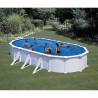 Piscina prefabricata GRE FIDJI, ovala cu pereti metalici albi 730 x 375 h 120cm