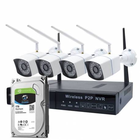 Kit supraveghere video PNI House WiFi550 NVR si 4 camere wireless, 1.0MP cu HDD 1tb inclus