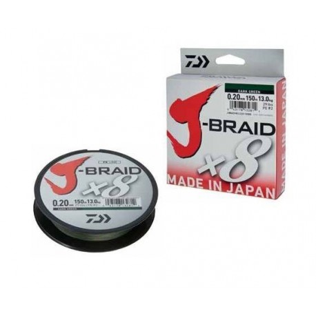 Fir textil DAIWA J-BRAID X8 VERDE 0.13MM/19,0KG/150M