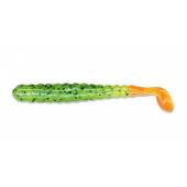 Naluci SLIDER Bass Grub 3", 7.5cm, culoare Chartreuse Black Flake / Orange Tail