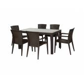 Set mobilier de gradina, masa + 6 scaune PVC Progarden, imitatie ratan