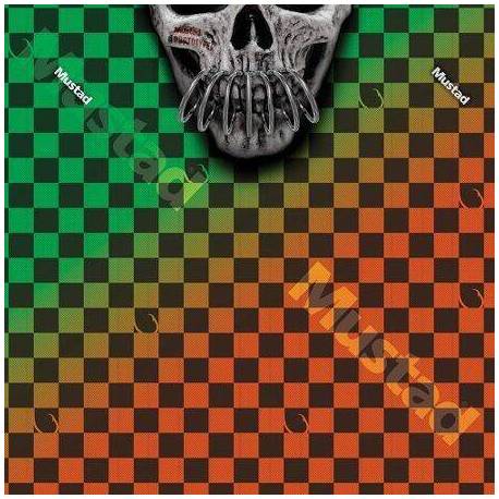 Bandana MUSTAD Skull, verde/portocaliu, marime universala