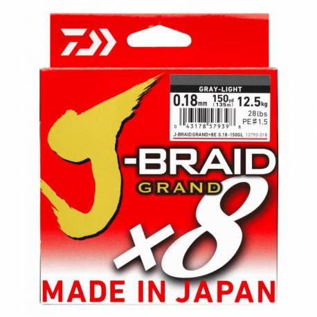 Fir textil DAIWA J-BRAID GRAND X8, Grey, 028mm, 26,5kg, 135m